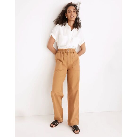 Madewell Cotton Ripstop Pull-On Straight Cargo Pants Women's Size Large - Picture 1 of 11